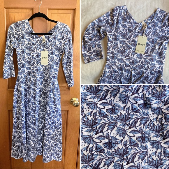 Pact Blue and White Long Sleeve Dress - Picture 1 of 11